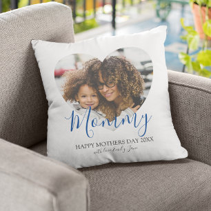 Mothers Day Heart Photo Keepsake Throw Pillow