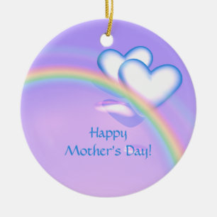 Mothers Day Hearts on Rainbow Ceramic Tree Decoration