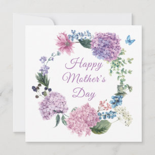 Mother's Day Hydrangea Elegant Floral Holiday Card
