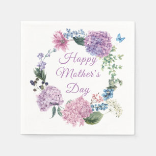 Mother's Day Hydrangea Elegant Floral   Holidays Napkin
