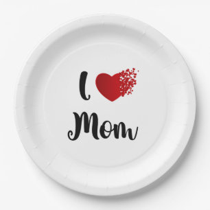 Mother's Day I Love Mom Heart Explosion Gift  Paper Plate