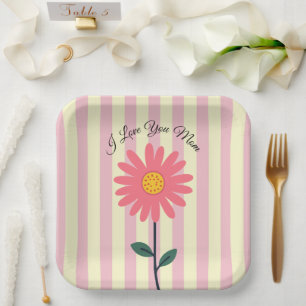 Mothers Day,I Love You Mum,Best Mum Ever, Modern  Paper Plate