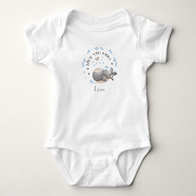 Mother's Day, I love you mum, Personalised Baby Bodysuit (Front)