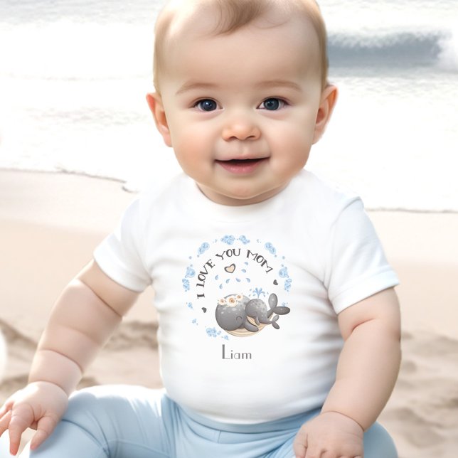 Mother's Day I love you mum Personalised Name Baby T-Shirt (Mother's Day I love you mom Personalized Name Baby T-Shirt)
