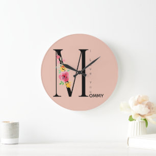 Mothers Day, I love You Mummy, Modern, Simple  Large Clock