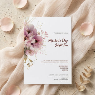 Mothers Day Invitation Floral High Tea Elegant