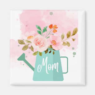 Mothers Day Keychain with Watering Can & Flowers Magnet