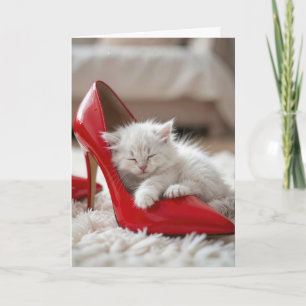 Mother's Day Kitten Sleeping in a Red Shoe Card