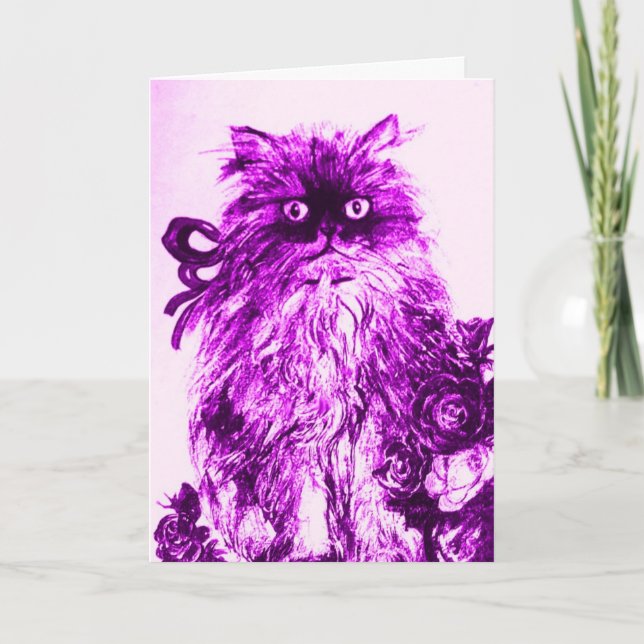 MOTHER'S DAY KITTEN WITH PURPLE ROSES CARD (Front)