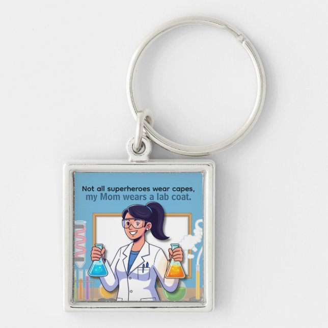Mother's Day Lab Worker Mum Key Ring (Front)