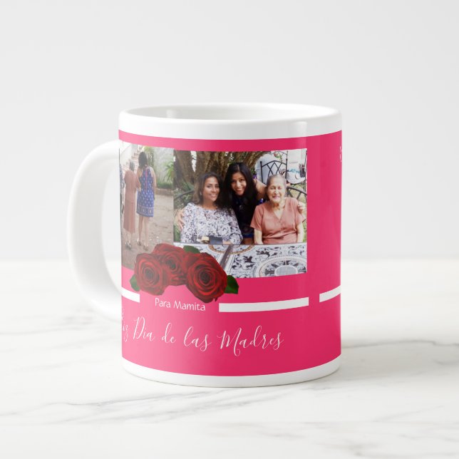 Mothers Day Latinos | Red Roses Photo  Large Coffee Mug (Front Left)