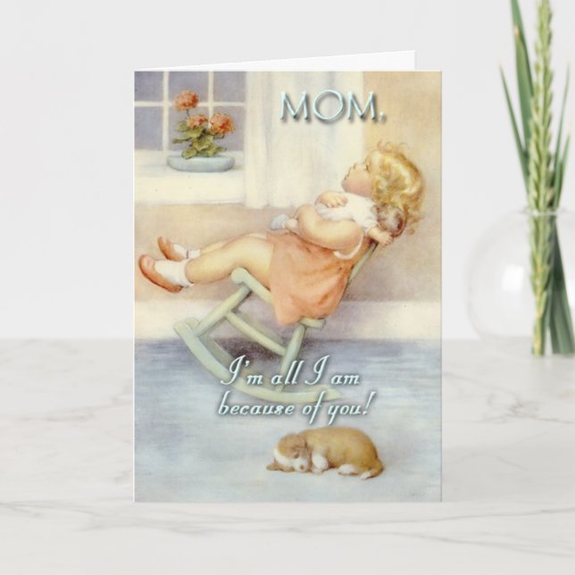 Mother's Day, Little Girl , Rocking Chair, Custom Card (Front)