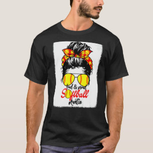 Mother's Day Loud & Proud Softball Aunt Messy Bun T-Shirt