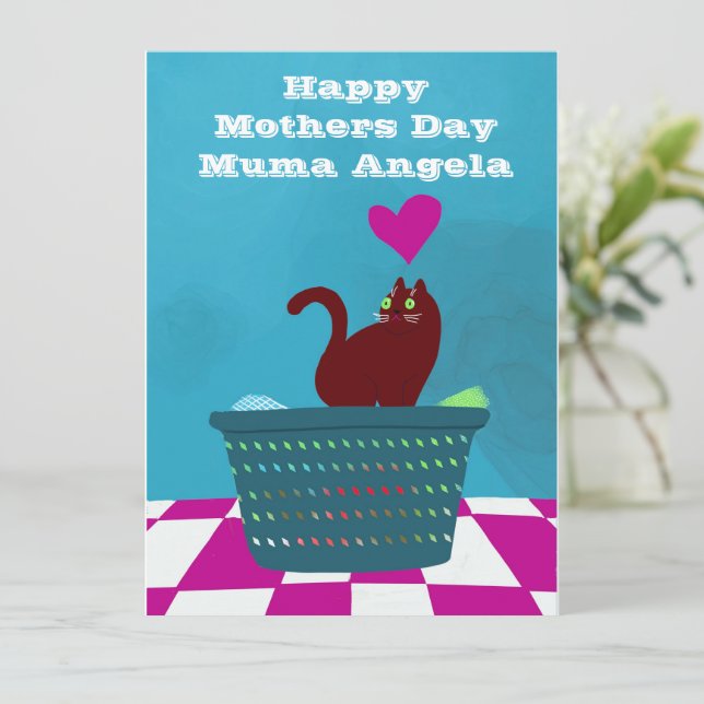 Mothers Day Love From a Bad Cat Personalised  Card (Standing Front)