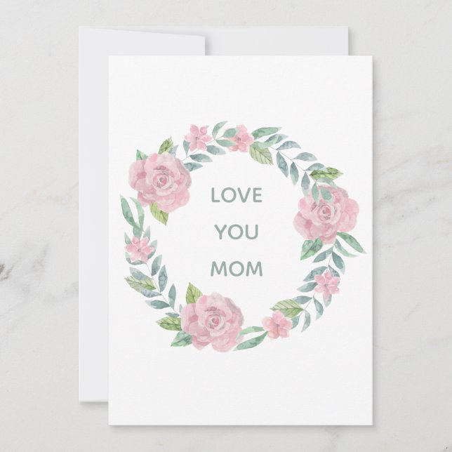 Mother's Day Love You Mum Floral Holiday Card (Front)