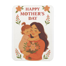 Mother's Day Magnet Cute Mum and Child llustration