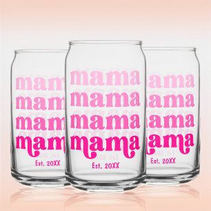 Mother's Day Mama Pink Modern Elegant Stylish  Can Glass