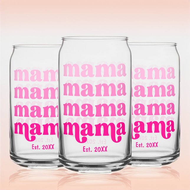 Mother's Day Mama Pink Modern Elegant Stylish  Can Glass (Mother's Day Mama Pink Modern Elegant Stylish Can Glass)