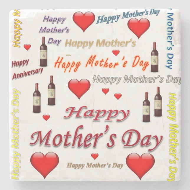 Mother's Day Marble Stone Coaster (Front)