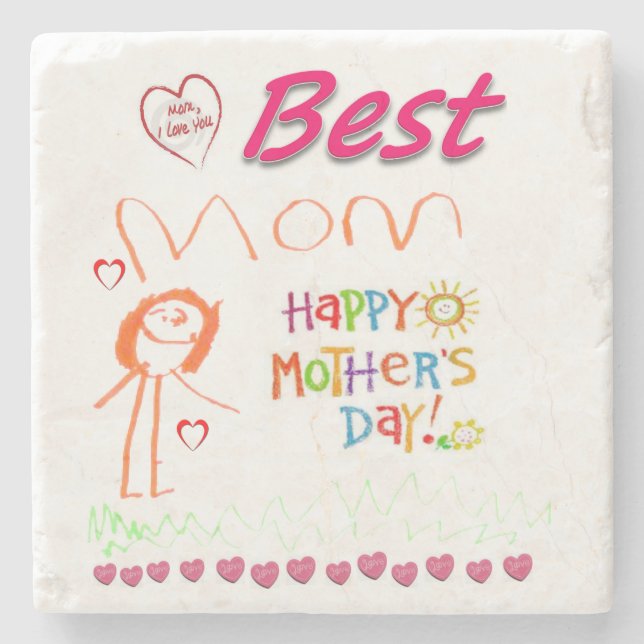 Mother's Day Marble Stone Coaster (Front)