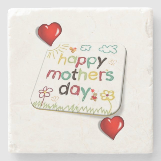 Mother's Day Marble Stone Coaster (Front)