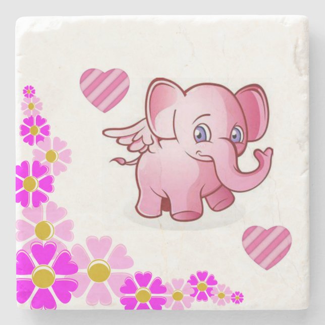 Mother's Day Marble Stone Coaster Elephant (Front)