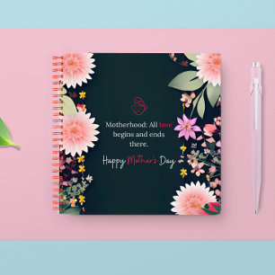Mother's Day message in black customisable Notebook