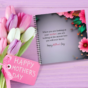 Mother's Day message in grey customisable Notebook