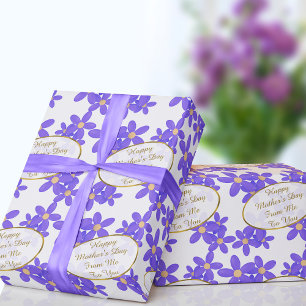 Mother's Day Message Purple Floral Wrapping Paper