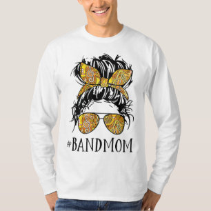 Mother's day Messy Hair Woman Bun Band Mum marchin T-Shirt