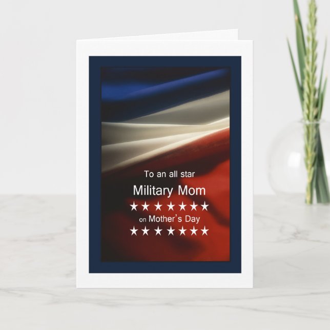 Mother's Day - Military Mum - USA Flag + Poem Card (Front)
