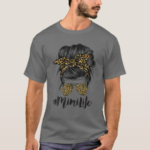 Mother's Day Mimi Life Hair Bandanna Glasses Leopa T-Shirt
