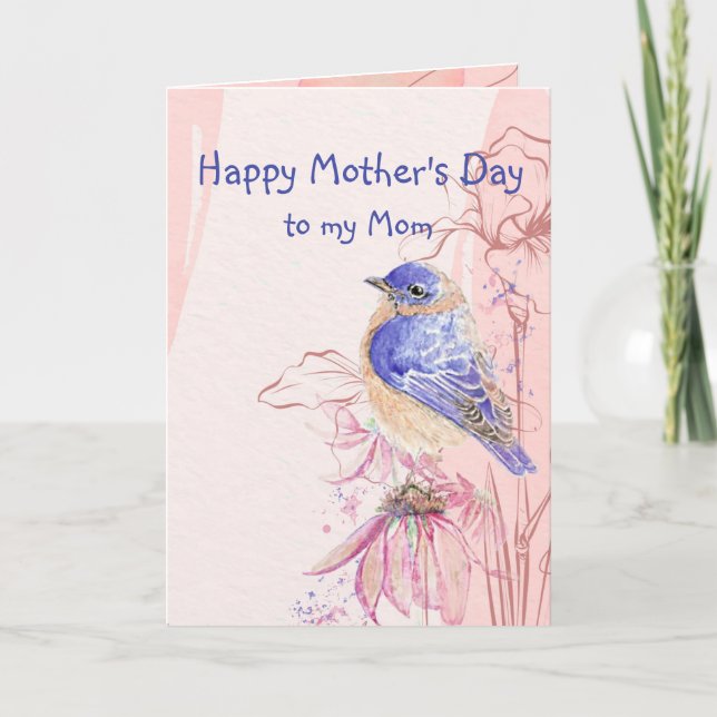 Mother's Day Mom Bible Scripture Bluebirds Flowers Card (Front)