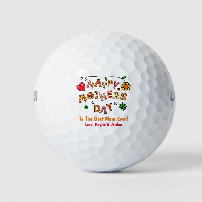 Mothers Day Mom Golfer Cute Kids Name Golf Balls (Front)