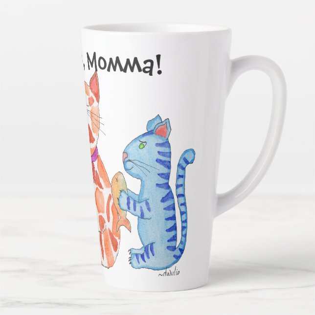 Mother's Day Momma Cat and Kittens Latte Mug (Right)