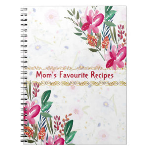Mothers Day Moms Favourite Recipes Pink Flower Cut Notebook