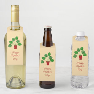 Mothers Day Monstera Plant Custom Bottle Tag