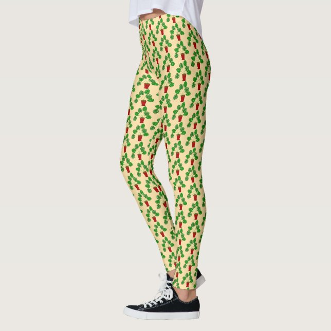 Mothers Day Monstera Plant Patterned Leggings (Left)