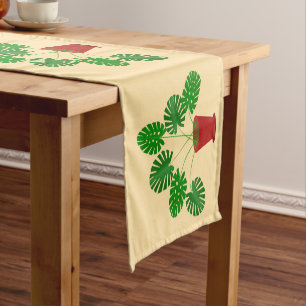 Mothers Day Monstera Plant Patterned Short Table Runner