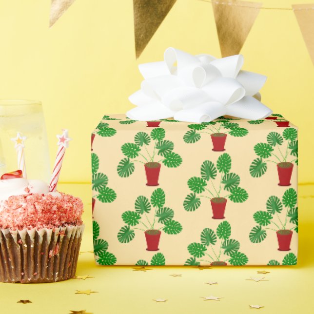 Mothers Day Monstera Plant Patterned Wrapping Paper (Birthday Party)