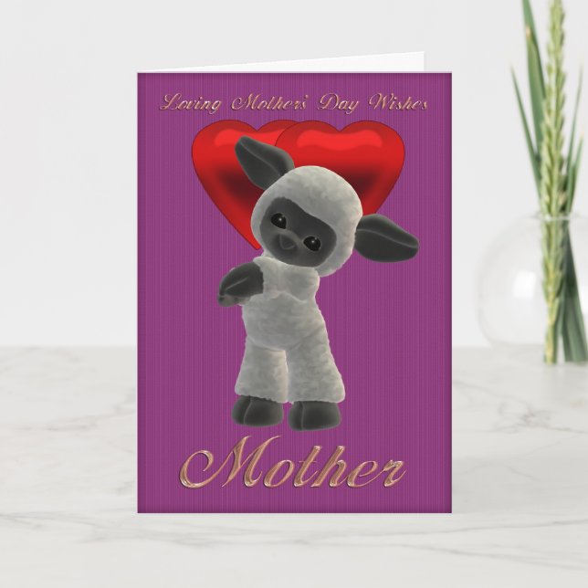 Mother's Day, Mothering Sunday Cute Sheep Card (Front)