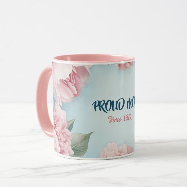 Mother's Day Mug Text "MOM" "Since 1972" (Front Left)