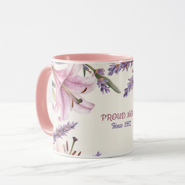 Mother's Day Mug Text "MOM" "Since 1972" (Front Left)