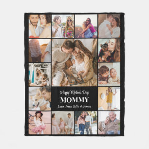 Mother's Day Mum Birthday Photo Collage 15 Picture Fleece Blanket