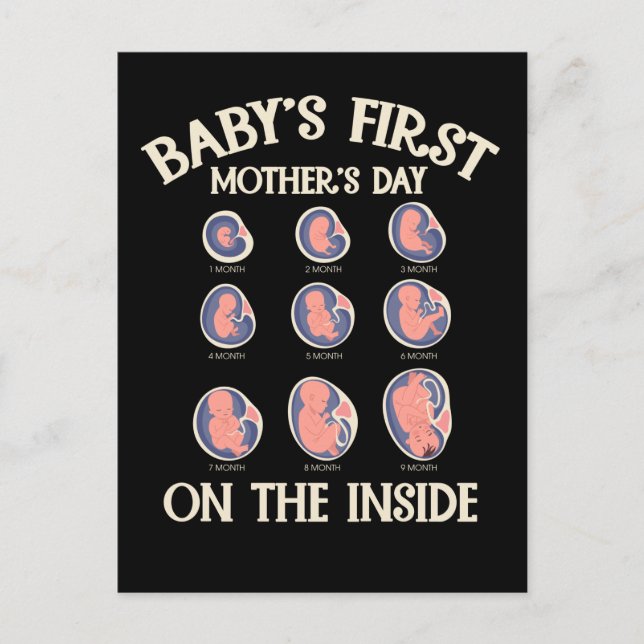 Mothers Day Mum Cute Baby Pregnancy Evolution Postcard (Front)
