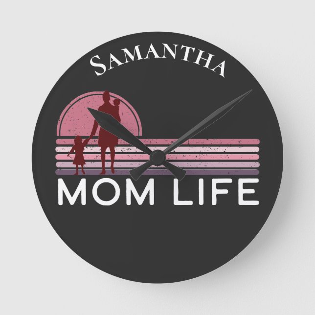 Mother's Day Mum Life Name Round Clock (Front)
