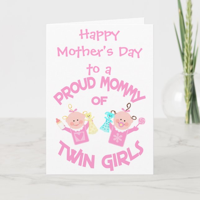 Mother's Day Mum of Twin Girls Greeting Card (Front)