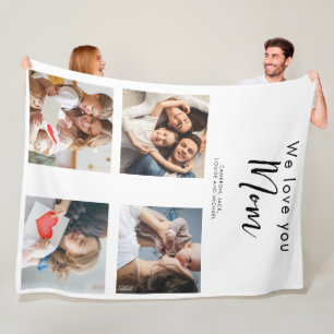 mothers day,mum,photo collage,we love you,typograp fleece blanket