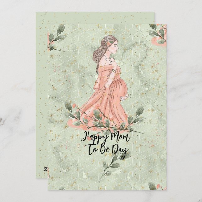 Mother's Day Mum-to-be Green Holiday Card (Front/Back)