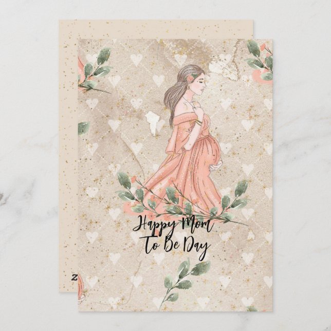 Mother's Day Mum-to-be Tan Holiday Card (Front/Back)
